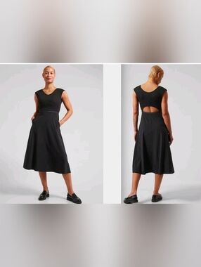 Athleta Ryder Moisture Wicking Dress In Black. Size M